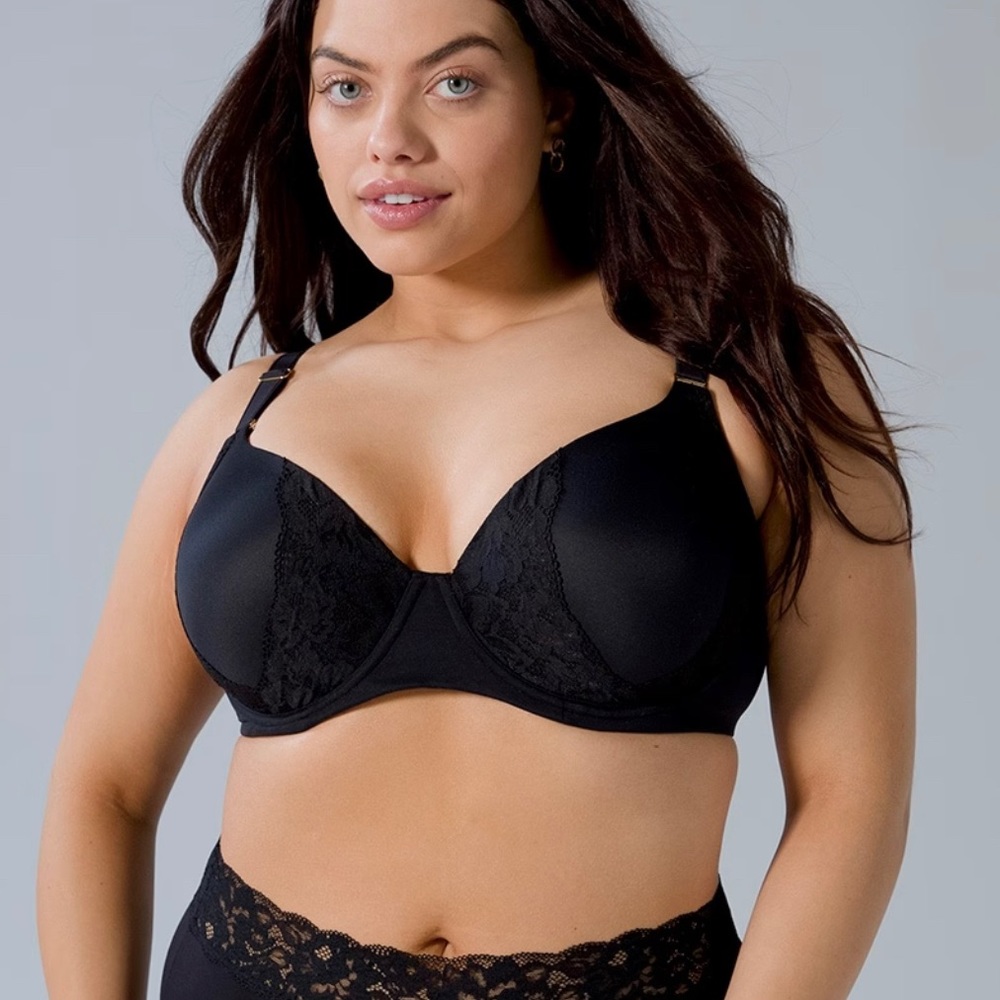 Soma Embraceable Full Coverage Lace Trim Underwire Bra‎ Size 42DD/E Black